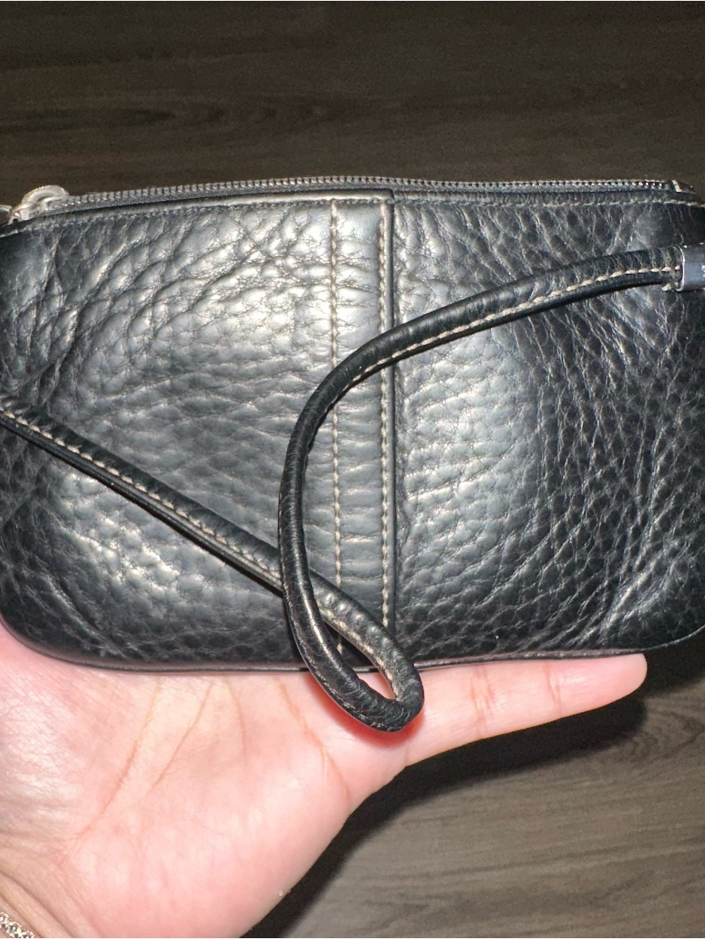 Black Pebbled Leather Zip Card Holder - Picture 5 of 7